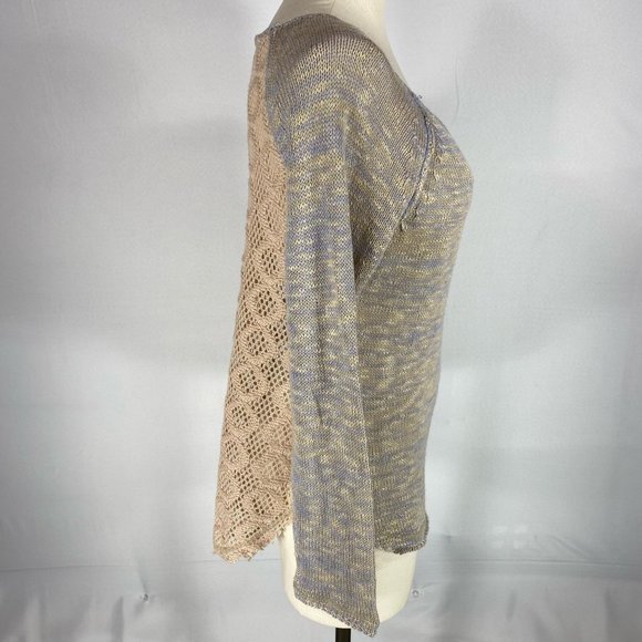 Blu Pepper Vintage Blue Tan V-Neck Sweater Sz S - Picture 2 of 9